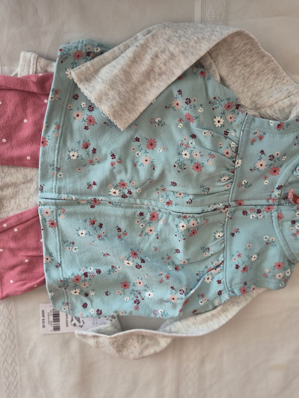 Carter's Floral Mint Green Hooded Top with Pink Leggings Set